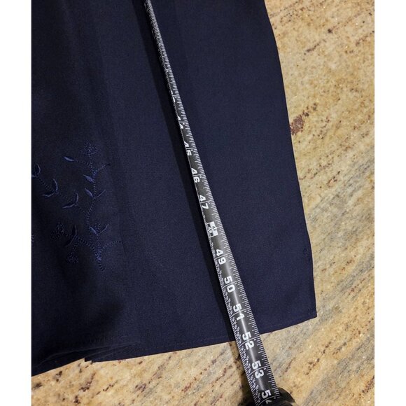 Vtg Joie de Vie Dress Set Sz 10 Button Shirt Blue Floral Embroidered Side Slits - Picture 12 of 16